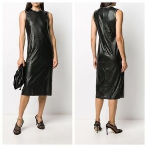 No 21 Crystal Embellished Faux Leather Dress